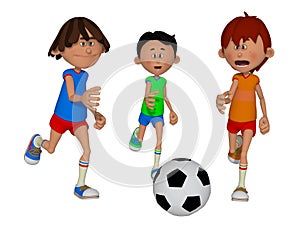 Cartoon kids playing football