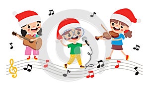 Cartoon Kids Singing At Christmas