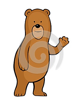 Cartoon kind bear on a white background