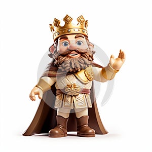 Cartoon King Figurine With Golden Crown And Beard photo