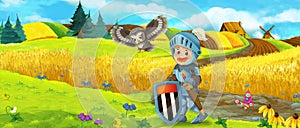 Cartoon king knight fairy queen farm ranch illustration