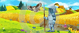 Cartoon king knight fairy queen farm ranch illustration