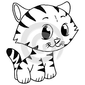Cartoon kitten. Vector illustration of a striped cat