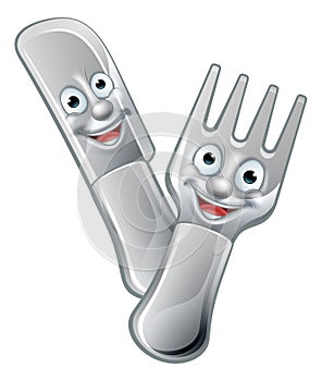 Cartoon Knife and Fork Food Mascots photo