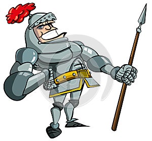 Cartoon knight in armour with a spear