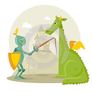 Cartoon knight with a dragon