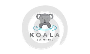 Cartoon koala swimming logo symbol icon vector graphic design illustration