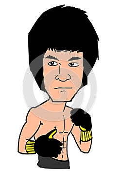 Cartoon of KungFu Bruce Lee photo