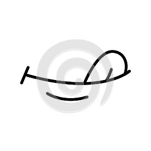 Cartoon l smile with tongue line icon. Character hand.