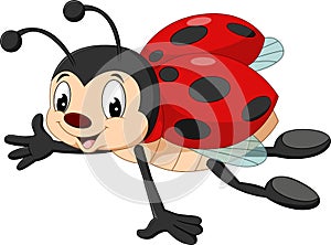 Cartoon ladybug flying