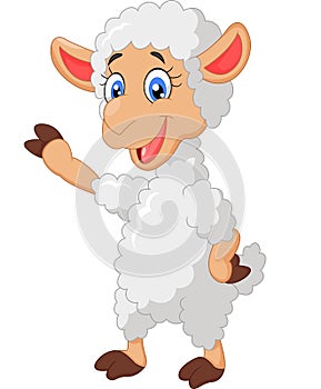 Cartoon lamb waving