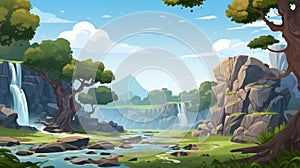 Cartoon Landscape Backgrounds: Dappled Brushwork For Prehistory Game