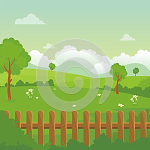 Cartoon landscape, with Lovely and cute scenery design