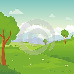 cartoon landscape, with Lovely and cute scenery design