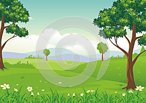 Cartoon landscape, with Lovely and cute scenery design