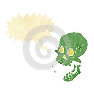 cartoon laughing skull with speech bubble
