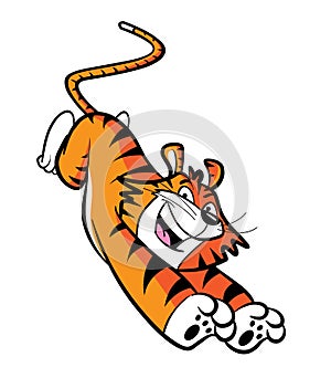 Cartoon leaping tiger photo