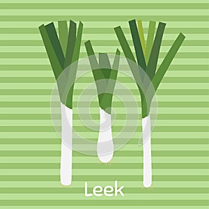 Cartoon Leek.Vegetables, vegetarian, healthy food.