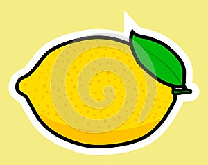 Cartoon lemon fruit sticker illustration