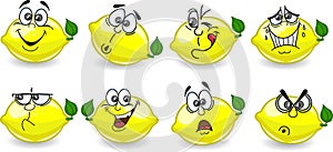 Cartoon lemons with emotions, vector