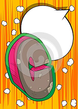 Cartoon Letter C with blank speech bubble, comic book education background. Retro vector comics pop art design