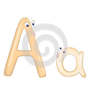 cartoon letters Aa in color