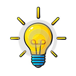 Cartoon light bulb in comic style