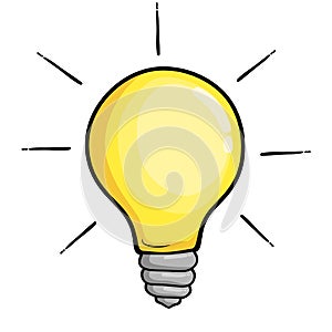 A cartoon light bulb with an idea.