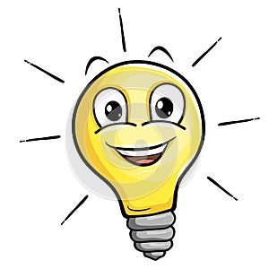 A cartoon light bulb with an idea.