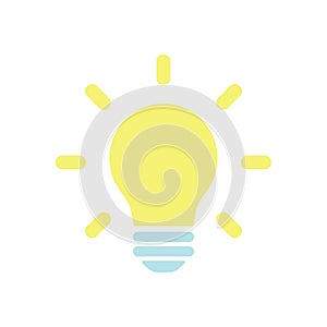 Cartoon light bulb isolated on the white background