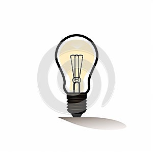 Cartoon Light Bulb Silhouette On White Background