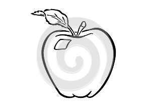 Cartoon like illustration of a colourless apple