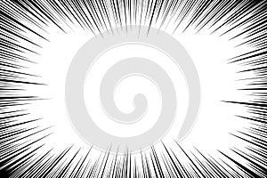 Cartoon line. Accent attention. Comic elements. Radial effect. Focus black lines isolated on white background. Concentrated patter