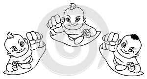 Flying Babies Line Art