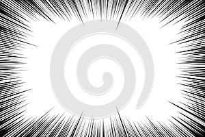 Cartoon line. Comic lines. Concentrated emphasis. Speed effect. Anime focus isolated on white background. Radial pattern. Accent a photo