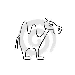 cartoon line sketch camel vector