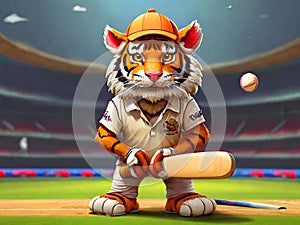 cartoon Lion Cricketer photo