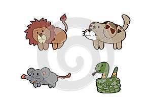 Cartoon lion Dog rat Snake animal