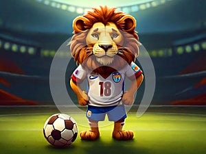 cartoon lion footballer. Football cartoon.