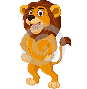 Cartoon lion posing on white background