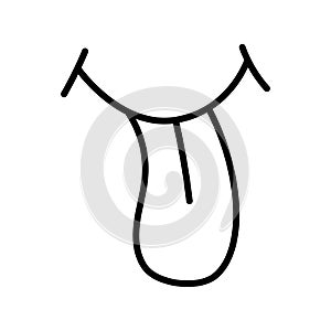 Cartoon lips with tongue line icon. Character hand.