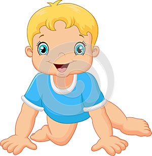 Cartoon little boy crawling