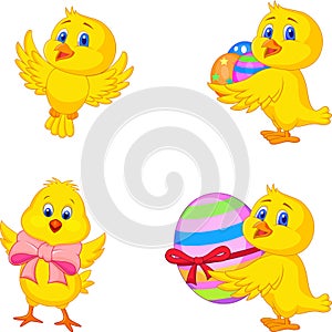 Cartoon little chick with Easter egg