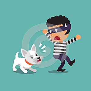 Cartoon a little dog and thief