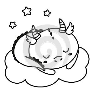 cartoon little dragon sleeping