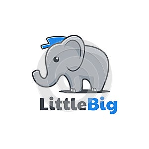 Cartoon little Elephant wearing a hat logo design