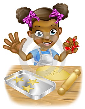 Cartoon Little Girl Chef Cooking