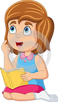 Cartoon little girl having a good idea