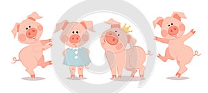 Cartoon little piglets. The year of the pig.