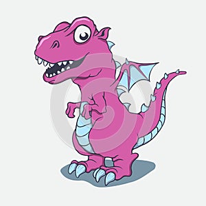 Cartoon little pink dragon.Vector image